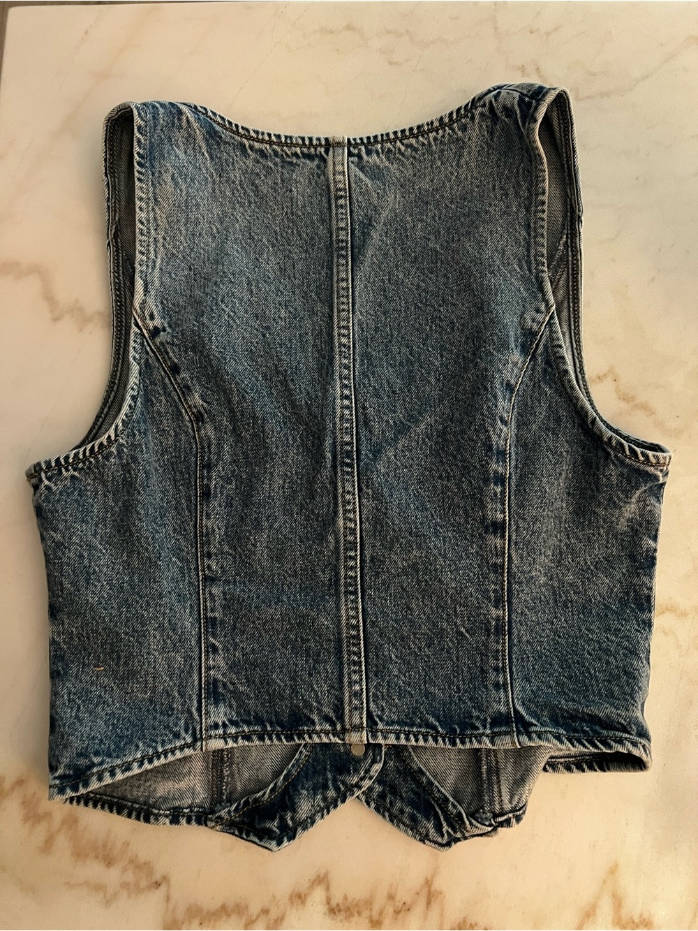 Aritzia Denim Forum Washed Blue Denim Button-Up Vest - Picture 2 of 4